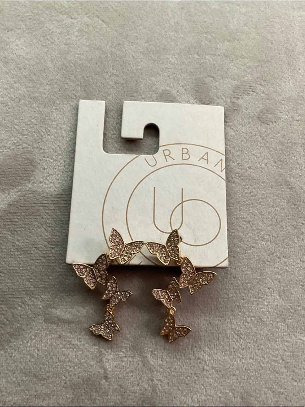 Urban Outfitters Rose Gold Butterfly Dangle Hoop Earrings